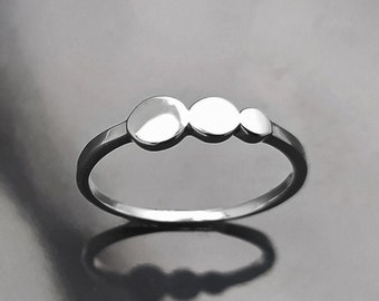 bague disques, argent 925, Bague cloutée, anneau disques de pleine lune, bague ronde géométrique, bijou moderne minimalistes, cadeau