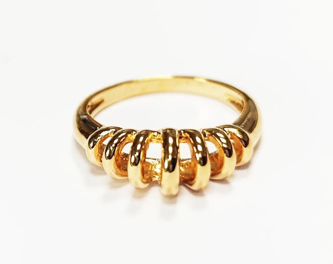 Helix Spiral Ring •18K Gold Plated • Modern Minimal Openwork Wave Design Jewelry for Everyday Wear • Coiled Spring Ring • Gift for Women