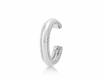Beaded Ear Cuff • Sterling Silver • Bead Trim Edge Design Jewelry • Piercing Cartilage Helix