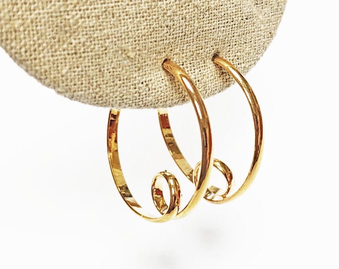 Gold Spiral Hoop Earrings • 18K Gold Plated Open Twisted Swirl Round Circle Stud Hoops • Looping Coil Scroll Loop Jewelry • Gift for Her