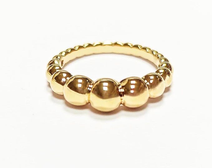 Beaded Ball Gold Ring • Gold Plated 18K • Modern Textured Balls Bead Band • Stackable Minimalist Geometric Jewelry •  Elegant for Daily Wear