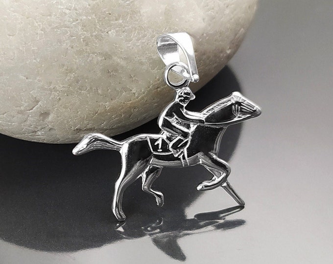 Galloping horse pendant, sterling silver, wild horse gallop, equine gift, equestrian rider jewelry, riding animal necklace, cowboy jewelry