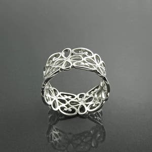 Filigree Band Ring, Sterling Silver, Open Band Ring, Lace Ring, Celtic ...