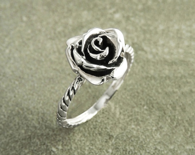 Rose Blossom Ring, Sterling Silver, Romantic Rose Flower, Engagement Ring, Handmade Rosebud Ring, Promise Jewelry, Valentine's Day Gifts
