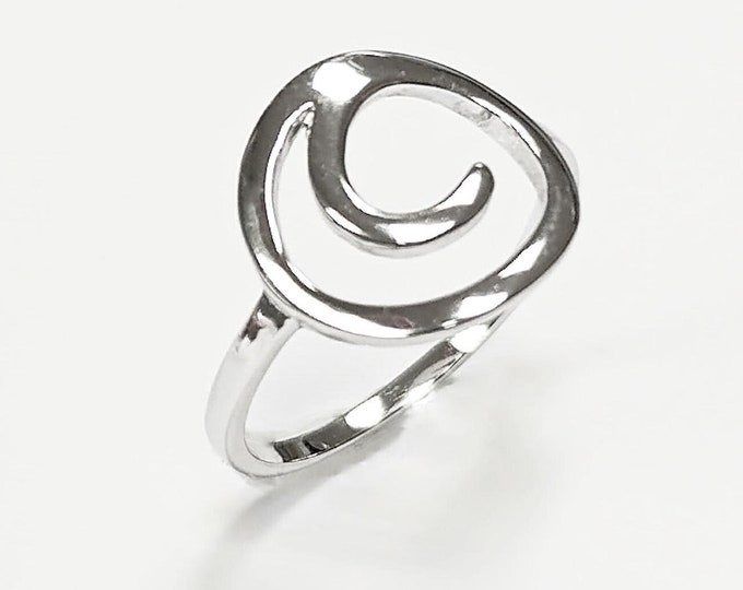 Swirl Spiral Ring by KRAMIKE • Sterling Silver • Modern Minimalist Design Jewelry • Perfect for Everyday Wear • Unique Style Gift • RR022