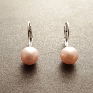 8 mm Véritable Perles de Nacre Rose, Dormeuses Argent 925, Boucles d'Oreilles Perles, Majorque, Bijoux Minimaliste, Mariage, pour Soirée image 4