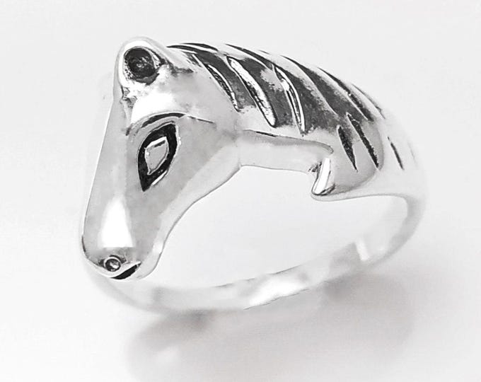 PONY Horse Ring 925 Sterling Silver, Pony Silver Head, Equestrian Rider Ring, Nature Animal Theme jewelry, Horseback Riding Ring,