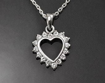 Heart Necklace, Sterling Silver, Zirconias Cz, Small Love Heart Charm, Valentine's Day Gifts, Mother's day gift