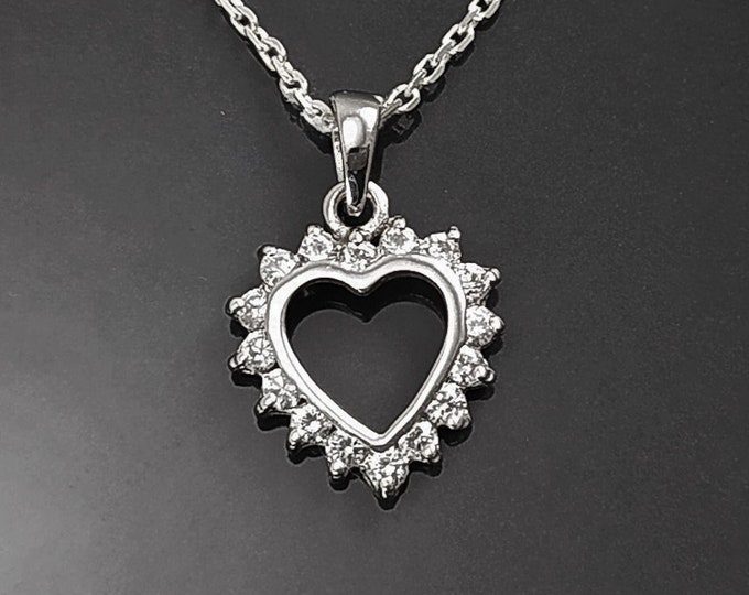 Heart Necklace, Sterling Silver, Zirconias Cz, Small Love Heart Charm, Valentine's Day Gifts, Mother's day gift