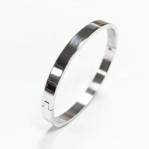 Modern Open Bangle Bracelet • Stainless Steel • Classic Reclosable Bangle • Minimalist Sleek Jewelry • Closable Slim Cuff • Gift for Women