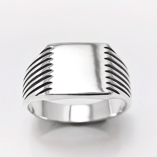 Siegelring für Männer, Sterling Silber 925, klassischer quadratischer Siegelring, Hipster-Ring, Schmuckgeschenk für Männer