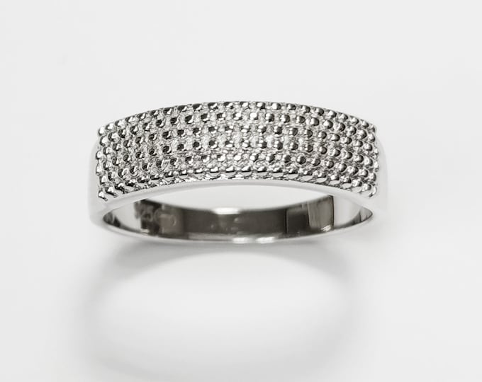 Hammered dotted lines Ring, Sterling Silver, Armor Band, Dimpled Textured Ring, Designer Modern Ring, Minimalist Ring, gift idea for her