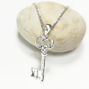 KEY Pendant - Sterling Silver - Love KEY - Small jewelry, Promise Love Charm, Silver Key Charm, Silver Tiny Key Pendant
