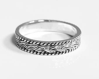 Sterling Silver Celtic Braided Band Ring, Handmade Hipster Ring, Wedding jewelry