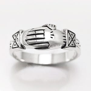 Fede Band Ring Silver 925, Original Symbol of Loyalty, Strength, Friendship and Fidelity, Celtic Irish Traditional Promise Jewelry