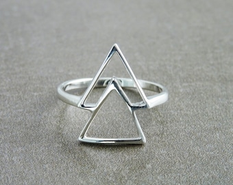 Bague Triangle, Argent 925 massif, Bague Pointe, Bague Chevron, Bague Double Chevrons, Bague Flèche, Bague Pic, Bague Populaire, Bague Delta