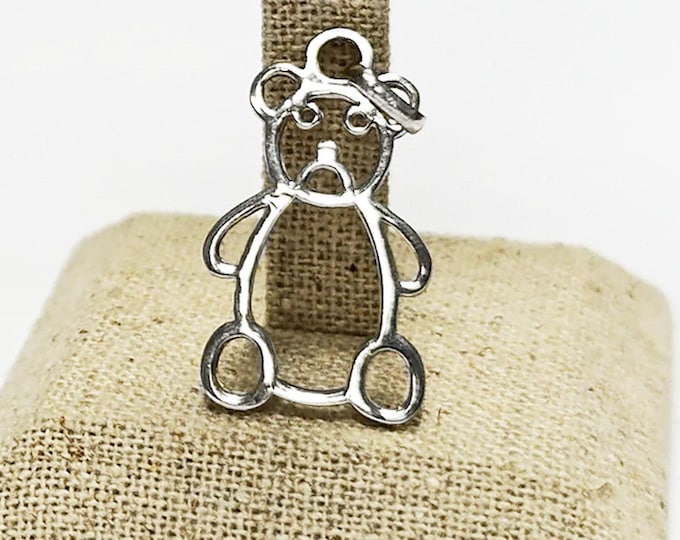 Adorable Teddy Bear Outline Necklace Pendant • Sterling Silver Minimalist Bears Charm for Everyday Wear • Gift for Animal Nature lover