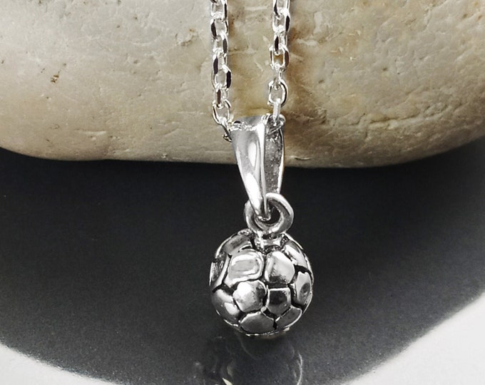 Football Ball Pendant, Sterling Silver, Soccer fan Jewelry, footballer Necklace, small gift for football player, lover, fanatic, supporter