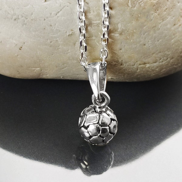 Pendentif ballon de football, argent 925, bijou pour amateur, fan, supporter de football, collier pour joueur de foot, cadeau de footballeur