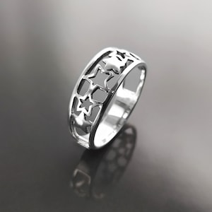 Star Ring, Sterling Silver, Cluster of Stars, Universe Ring, Starry Constellation Jewelry, Cosmos Twinkle Night, Nebula Ring, Shooting Star