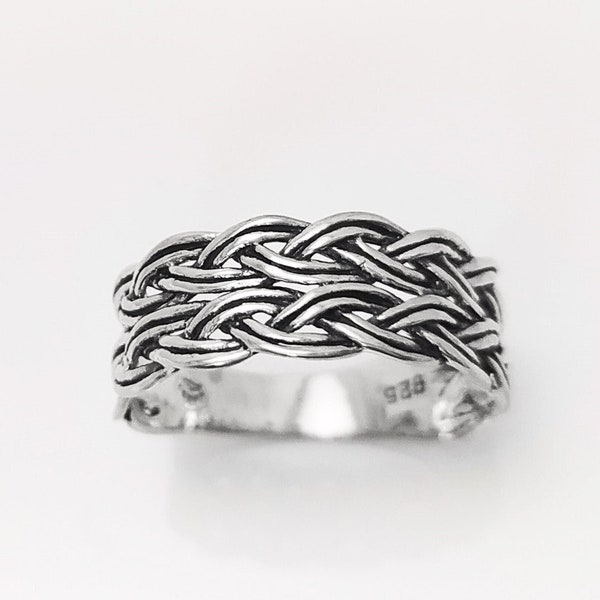 Celtic Ring, Plain Silver Ring, Silver Men Ring, Large Ring, Silver Tribal Rings, Celt Braided Ring, Silver 925, Gift