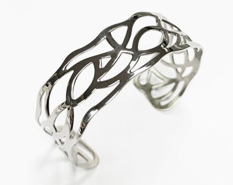 Jonc filigrane botanique • Acier inoxydable • Bracelet design feuillage • Bijoux pour amoureux jardin et la nature • Cadeau forme de feuille