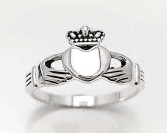 Claddagh ring, Celtic Sterling Silver Ring, Claddagh Promise Ring, Celtic Engagement Promise Crown Ring Irish Traditional, Friendship ring