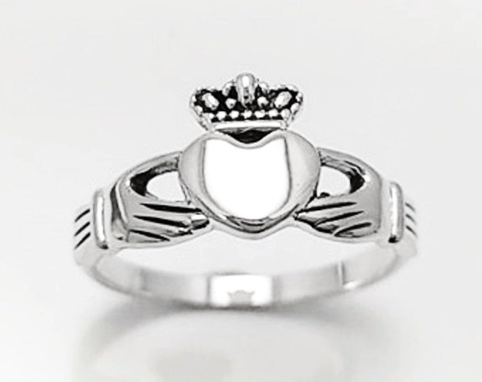 Claddagh ring, Celtic Sterling Silver Ring, Claddagh Promise Ring, Celtic Engagement Promise Crown Ring Irish Traditional, Friendship ring