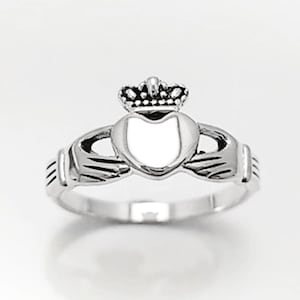 Claddagh ring, Celtic Sterling Silver Ring, Claddagh Promise Ring, Celtic Engagement Promise Crown Ring Irish Traditional, Friendship ring