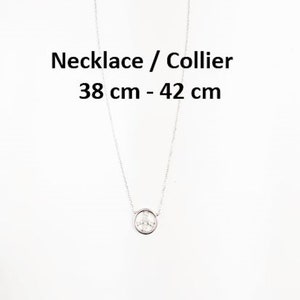 Collier Peace & Love, argent 925, chaîne pendentif symbole signe d'amour et de paix, bijoux Boho Hipster icone des 70's, pierres zirconia image 2