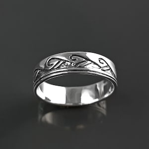 Tribal Wave Ring, Sterling Silver, Surfer Beach Band, Carved Ocean Waves Pattern, Unique Ocean Jewelry, Unisex ring