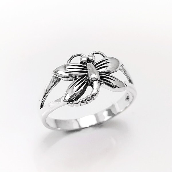 Libelle Ring, Sterling Silber, Boho Ring, Damselfly Ring, fliegende Insekt Ring, Natur Schmuck, Käfer Ring, Gartenkäfer Ring, zierlicher Schmuck