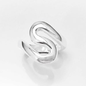 Sterling Squiggle Ring S Ring, Zigzag Ring Sterling Silver Ring Ring Wave Ring Large Spiral Ring Infinity Ring Swirl Ring image 3