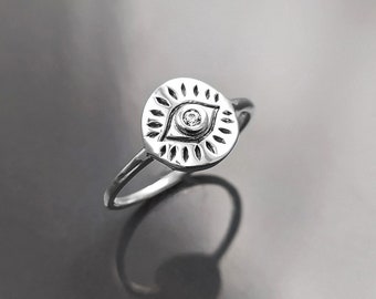 Third Eye Ring, Sterling Silver, Evil Eye Ring, Witch Ring, Evil Eye Jewelry, Witchy Ring, Chakra Open Eye Protection Amulet, Tarot Ring