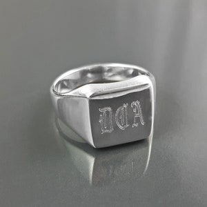 Personalized ring, sterling silver, initials letters signet square ring, personal monogram jewelry, hipster signet ring, custom name gift