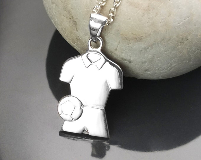 Football Shirt Pendant, Sterling Silver, Soccer fan jersey Jewelry, footballer Necklace, gift for football player, fan, lover, fanatic