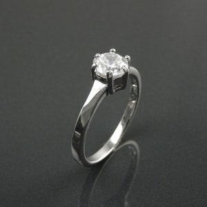 1ct Ring, Sterling Silver, Round Solitaire, 1 Ct High Grade CZ, Prongs setting, Standard size, Clear White Stone image 4