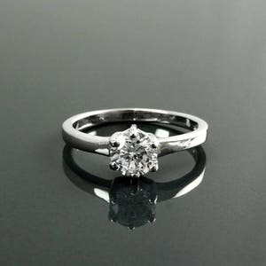 1ct Ring, Sterling Silver, Round Solitaire, 1 Ct High Grade CZ, Prongs setting, Standard size, Clear White Stone image 1