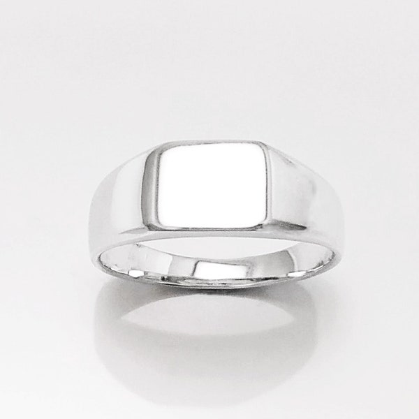 Anillo Sello Pequeño, plata esterlina 925, clásico anillo cuadrado para hombres hipster, anillos sellos unisex, regalo para el día del padre