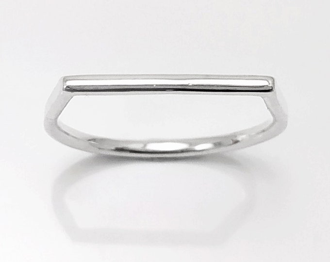 Barre band ring, sterling silver, Minimalist Ring, Thin Silver Ring, Horizontal Bar Ring, Dainty Modern Ring, Minimal Geometric Jewelry