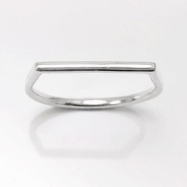 Anneau Barre, argent 925, bague minimaliste, anneau fin, anneau barre horizontal, anneau moderne et discret, bijoux géométrique minimaliste.