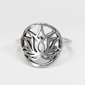 Bague Lotus, argento 925, bijou spirituel bouddhiste zen, bague yoga, bague mandala, bague chakra ouvert, cadeau esprit orientale asiatico