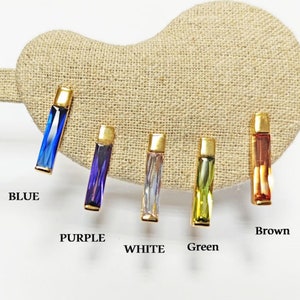 RECTANGLE Stone Earrings • Gold Plated 18K •Blue, Purple, White, Olive or Orange Color Cz Studs • Minimalist Timeless Jewelry.