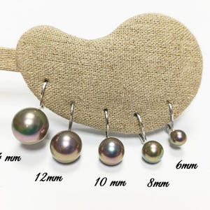Boucles d'Oreilles Perle Gris Tahiti Pendantes • Perles de Nacre de 6mm à 14mm • Dormeuses Argent 925 • Bijou pour Mariage ou tous les Jours