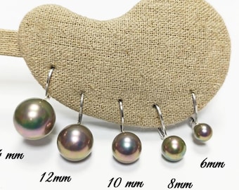 Tahitian Gray Pearl 925 Drop Earrings • Sterling Silver Lever back, Handmade Grey Pearl Sterling Earrings
