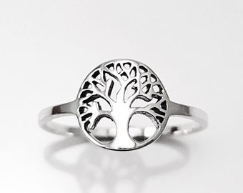 Tree Of Life Ring, Engraved Tree Ring in Sterling Silver, Bridesmaid Gift, Lace Ring, Stackable Ring, Midi Ring, Filigree Ring, Popular Ring