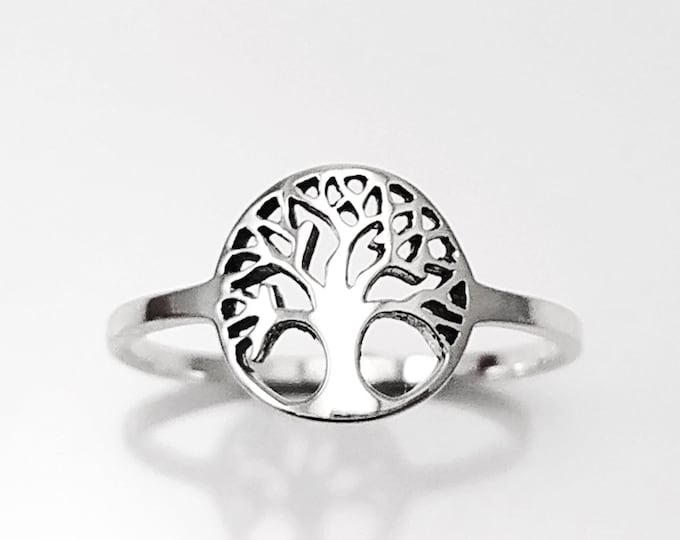 Tree Of Life Ring, Engraved Tree Ring in Sterling Silver, Bridesmaid Gift, Lace Ring, Stackable Ring, Midi Ring, Filigree Ring, Popular Ring