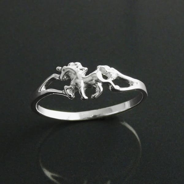Anillo de unicornio, plata de ley, joyería de cuento de hadas encantada, anillo del mundo mágico, regalos de cumpleaños, anillo midi, anillo meñique, anillo de apilamiento delicado