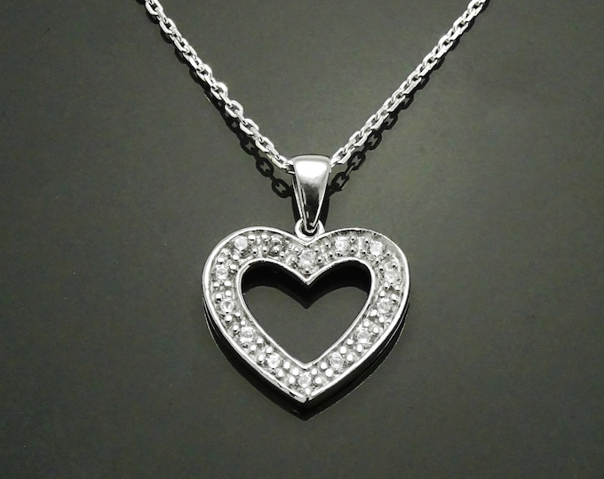 Heart Charm Necklace, Sterling Silver, Love Jewelry, Gift for Her, Valentine's Day gift