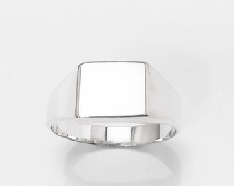 Anillo masculino, plata esterlina 925, anillo clásico de sello masculino cuadrado, anillo de hipster, regalo de joyería para hombres